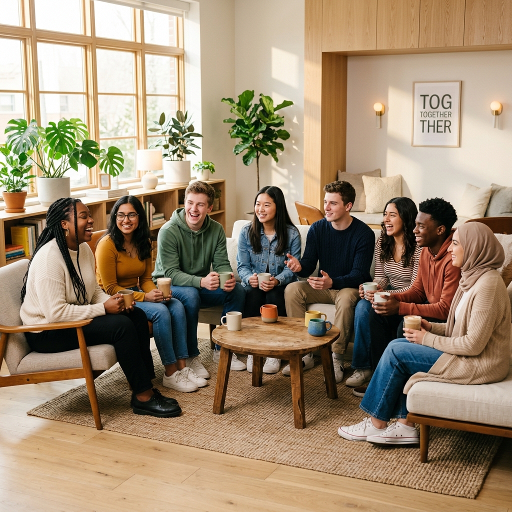 Jóvenes de Casa de Paz conviviendo en una reunión